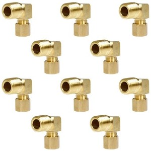 Codo de Compresión de Latón Sólido de 90 Grados con Rosca Macho, Conector de Barra de 1/4 Pulgada para Sistemas de Agua y Gas - Product Image 1