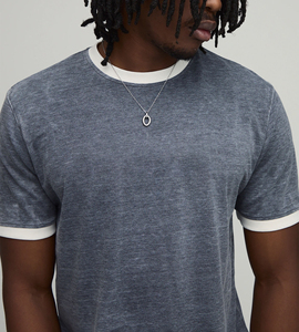 Nuevas camisetas de hombre a la moda, extragrandes, de corte ajustado, de dos tonos, con cuello redondo, manga corta, 100% algodón, con ribetes en contraste, personalizables. - Product Image 6