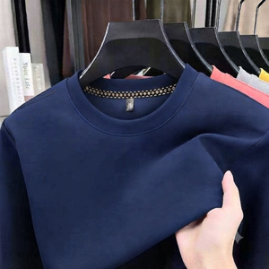 High Quality Men's and Women's Vintage Six-Closure T-Shirt with Sleeves Slim Fit Knitted Fabric 300 Grams <b>Weight</b> Paint Printing - Product Image 3