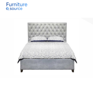 เตียงไม้ร่วมสมัยหรูหราพร้อมหัวเตียงหุ้มเบาะนุ่มทนทานเฟอร์นิเจอร์ห้องนอนสำหรับบ้านโรงแรมและรีสอร์ท - Product Image 4