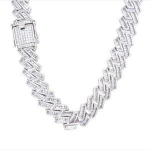 <b>Iced</b> <b>Out</b> Cuban Link <b>Chain</b> Rhodium Plated Cubic Zirconia Men's Hip Hop Necklace Geometric Design Party Jewelry - Product Image 2