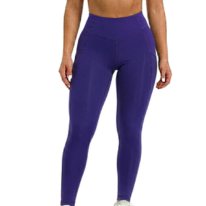 Leggings de fitness pour femmes de qualité supérieure, 250 grammes, nylon et élasthanne, respirants, taille haute, avec poches - Product Image 3