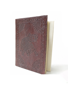 Handmade Genuine Leather Journal with Elephant Embossed Cover | Vintage Leather <b>Diary</b> <b>Notebook</b> | Refillable Writing Journal - Product Image 3