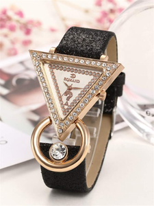 Reloj de cuarzo para mujer NW1434 con correa de cuero dorada, moderno, personalizado y de lujo. - Product Image 2