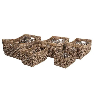Aria Handwoven Water Hyacinth Nesting Storage Baskets with Handles (Set of 5) - Product Image 4