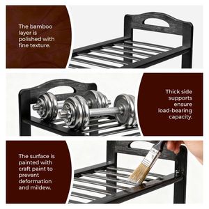 4-Tier Bamboo Shoe Rack with 12 Strips 68*25*73cm Black with Stylish and Eco-Friendly Design - Product Image 4