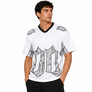 Camiseta Deportiva de Fútbol Americano con Estampado de Serpiente Estilo Y2K, Cuello en V, Talla Grande para Hombre, Poliéster Premium, Ropa Deportiva de Moda, OEM - Product Image 1