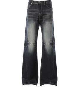 Jeans en denim pour hommes, en coton, de haute qualité, délavé effet usé, coupe skinny, bootcut, évasée, style streetwear, avec logo personnalisé, vente en gros - Product Image 1
