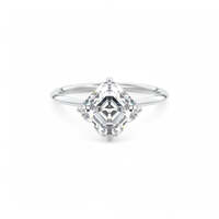 Bague de fiançailles solitaire minimaliste en or blanc 18 carats avec diamant de laboratoire taille Asscher de 1,50 carat et sertissage cathédrale