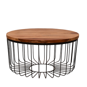 New Modern Solid Mango Wooden Round Shape Top Metal Frame With Storage <b>Nesting</b> <b>Set</b> Of 2 Living Room <b>Coffee</b> <b>Table</b> <b>Set</b> - Product Image 5