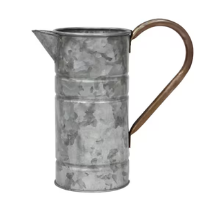 Jarra de agua redonda galvanizada de diseño Vintage, mango con acabado manchado, producto decorativo para el hogar y el jardín para gran oferta - Product Image 1