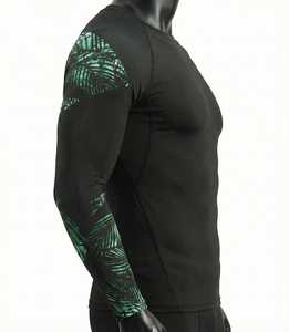 Men's Full Sleeve Rash Guard Sublimation Print Quick Dry Polyester Shirt Tropical <b>Leaf</b> Design Adult Size - Product Image 5