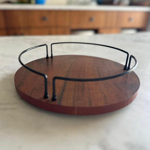 Aaliyan Impex Premium Handmade Round Modern Floral Wooden Food <b>Tray</b> Smooth Polished Surface for Breakfast <b>Dinner</b> Party Snacks - Product Image 1
