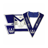 Ensemble de Regalia Maçonnique pour Loge Bleue : Tablier, Col et Gants Cérémoniels Bleu Marine – Accessoires de Loge Maçonnique