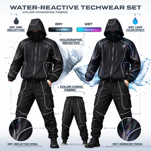 Custom Manufacturer Techwear Thermochromic Streetwear Heat Reactive Water Reactive Windbreaker B2B <b>Waterproof</b> Rain men's <b>jackets</b> - Product Image 4
