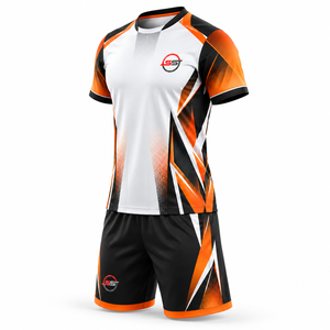 Ensemble maillot et short de football personnalisés, uniformes de football avec logo sur mesure, vêtements de sport anti-transpiration pour équipes adultes et jeunes - Product Image 4