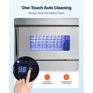 Equipo de Refrigeración para Cocina Comercial, Máquina de Hielo de Acero Inoxidable de 265 Lbs/24H, Almacenamiento de 66 Lbs, 126 Cubos/Ciclo - Product Image 6