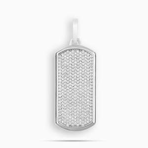 Collier pendentif Dog Tag de luxe en Moissanite VVS, entièrement serti, en Argent Sterling 925 - Product Image 3