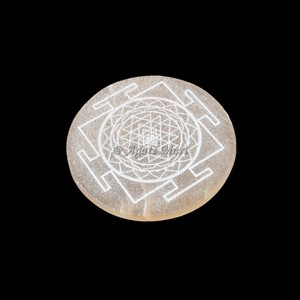 Venta caliente 100% Natural tallado Metatron grabado selenita placa de carga piedra preciosa amor genuino precios al por mayor ágata Mart - Product Image 3
