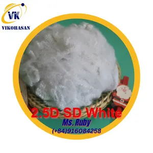 Polyester Staple Fiber 2.5D SD White Solid Dry A Grade from Vikohasan Supplier and GRS fibre for spinning yarn filling material