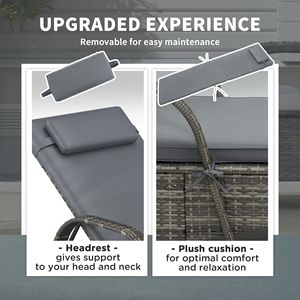 2 Gray Outdoor <b>Zero</b> <b>Gravity</b> Chaise Lounge <b>Chairs</b> with Cushion Headrest Armrests and Rolling Wheels - Product Image 5