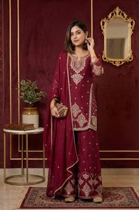 Conjunto Premium Rangoli Crush Plazzo para Mujer con Bordado Intenso y Lentejuelas - Ropa de Fiesta - Product Image 2
