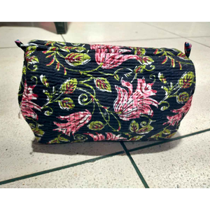 Hot Selling Hand Block Printed <b>Vanity</b> Bag for Women Travel Cosmetic Pouch Block Print Make up Zipper Pouch - Product Image 2