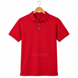 Camiseta Polo Roja Clásica para Hombre, 100% Algodón Piqué, Manga Corta, Informal, para Golf, con Logotipo Personalizado, OEM, al por Mayor - Product Image 1