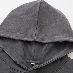 Sweat-shirt à capuche surdimensionné pour homme, respirant, prix abordable, couleur unie, coton French Terry, pull décontracté avec poche avant - Product Image 4