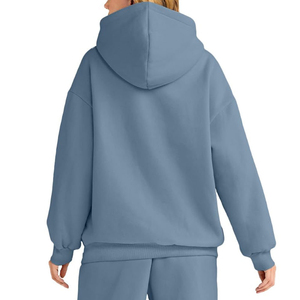 Sudadera con Capucha Oversize para Mujer, Manga Larga, Forro Polar, Estilo Casual Deportivo, Ajuste Holgado, Ropa Deportiva para Entrenamiento y Gimnasio, Azul - Product Image 6