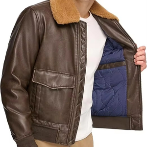 Chaquetas de cuero para hombre con capucha, logotipo personalizado disponible, estilo bomber de cuero cálido para montar al aire libre, chaqueta para hombre - Product Image 1