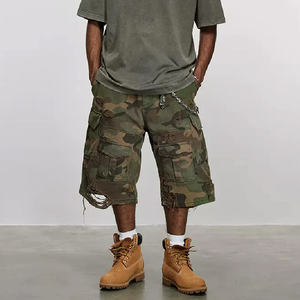 Custom 100% Cotton Camouflage Denim Cargo <b>Shorts</b> 6 Pocket Oversized Distressed High Street Style Summer <b>Baggy</b> <b>Men's</b> <b>Shorts</b> - Product Image 5