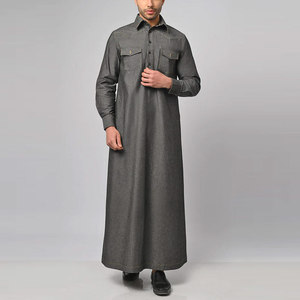 Túnica islámica transpirable para hombre, estilo Thawb, Caftán, Jubba, Jalabiya, con bordado de imitación de seda, ropa islámica tradicional. - Product Image 4