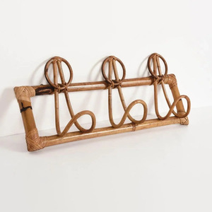 Vintage rattan triple hooks high quality <b>wall</b>-hanging hook cheapest price <b>wall</b> organisation - Product Image 1