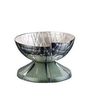 Bol génial pour ustensiles de cuisine maison Restaurant Dates Fruits fait à la main noir et vert métal et résine bol de service rond fournitures d'hôtel - Product Image 1