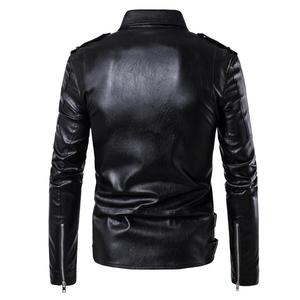 Premium Men's Genuine Leather Biker <b>Jacket</b> Black Motorcycle Moto Style Lapel Collar <b>Zipper</b> Closure Multi <b>Pocket</b> Winter - Product Image 5
