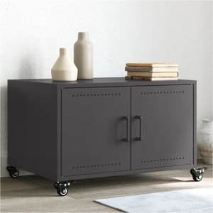 โต๊ะกาแฟเหล็กแผ่นรีดเย็นสีดำ ล้อล็อคได้ขนาดกลาง - Product Image 1