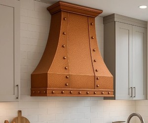 Hotte de cuisine autoportante en cuivre martelé, la plus vendue, pour îlot de cuisson, cheminée d'extraction décorative - Product Image 4