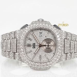 Reloj de Lujo para Hombre con Incrustaciones de Diamantes Moissanite VVS, Reloj Hip Hop de Acero Inoxidable con Cristal de Zafiro - Product Image 4