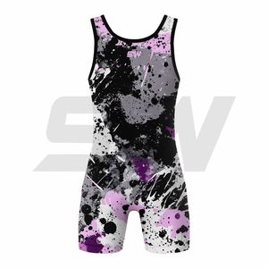 Traje de Lucha Libre Profesional Personalizado Sublimado, Uniforme de Lucha Libre Ligero, Ropa Deportiva de Compresión, Trajes de Levantamiento de Pesas - Product Image 5