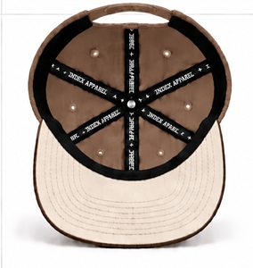 Casquette Snapback Index Apparel marron à 6 panneaux avec empiècements en maille et design contrastant pour un usage décontracté printemps-été, unisexe, réglable - Product Image 5
