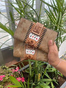 Cartera tallada a mano con estilo para mujer, funda de teléfono de embrague, Cartera de cuero de piel de vaca con estilo, carteras de cuero occidental de usos múltiples - Product Image 4