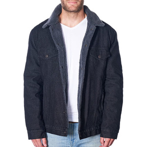 Veste en jean pour homme à manches longues avec doublure en sherpa, style chauffeur de camion - Product Image 2