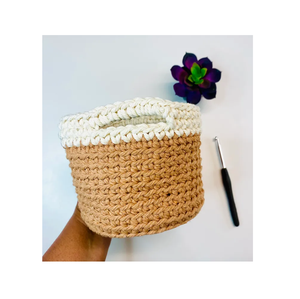 Cesta de almacenamiento de macramé hecha a mano, venta al por mayor directa de fábrica, decoración boho, cesta hueca tejida a mano con cuerda de algodón y asa. - Product Image 2