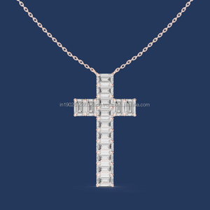Exquisita joyería Vintage piedras preciosas de cristal completo Cruz colgante fiesta mujeres Cruz clavícula collar - Product Image 1