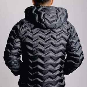 Lightweight Men's Waterproof Breathable V-neck Puffer Jacket <b>Covered</b> <b>Button</b> Closure Black Winter Streetwear Casual Outerwear - Product Image 3