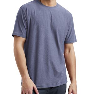 Camiseta Personalizada para Hombre, Cuello Redondo, Manga Corta, Algodón Azul Grisáceo, Informal, Ligera, Transpirable, Estilo Veraniego - Product Image 3