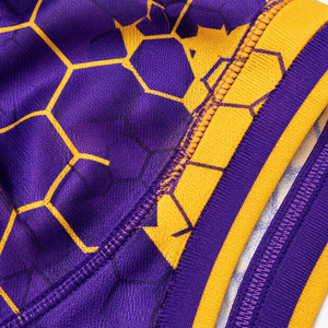 Conjunto de Baloncesto Geométrico Morado y Amarillo para Hombre, Personalizado, sin Mangas, Cuello en V, Secado Rápido, Poliéster, Uniforme Deportivo, Ajuste Atlético para Todas las Temporadas - Product Image 4
