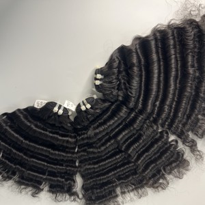 40 pulgadas 13x6 pelucas de cabello indio de onda profunda cabello humano sin pegamento Full HD - Product Image 3
