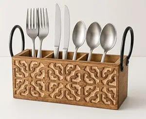 Portacubiertos para Mesa de Comedor, Soporte para Cuchillos y Cucharas, Organizador Multiusos para Cucharas, Caja de Almacenamiento de Vajilla de la India - Product Image 3